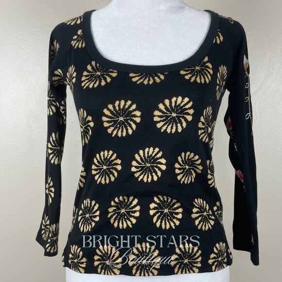 Rare Top ASO Lorelai Gilmore Girls 3/4 Sleeve Y2K Black Embroidered Vintage - Picture 5 of 11